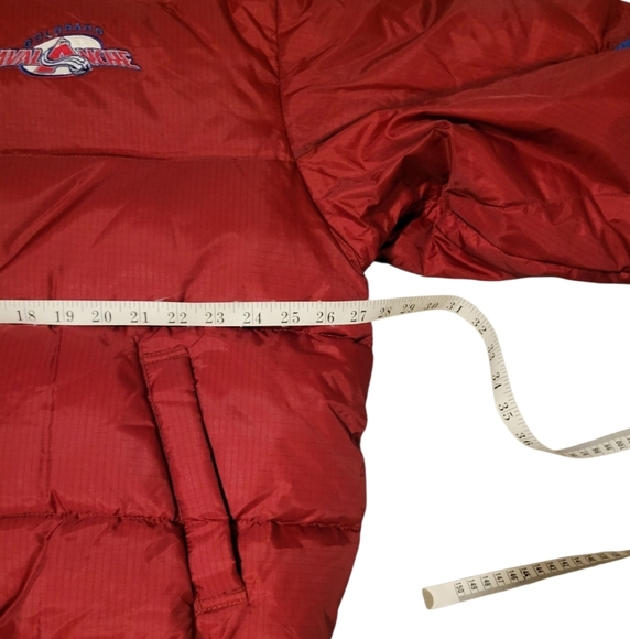 NWT NHL Colorado Avalanche Hockey Pro Down Puff Coat Red Jacket Hood Men's Large - Picture 9 of 14